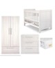 Atlas 4 Piece Cotbed with Dresser Changer, Wardrobe, and Essential Pocket Spring Mattress Set- White